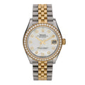 Stainless Steel 18K Yellow Gold Diamond Bezel Mother of Pearl 31mm Oyster Perpetual Datejust Watch 278383RBR