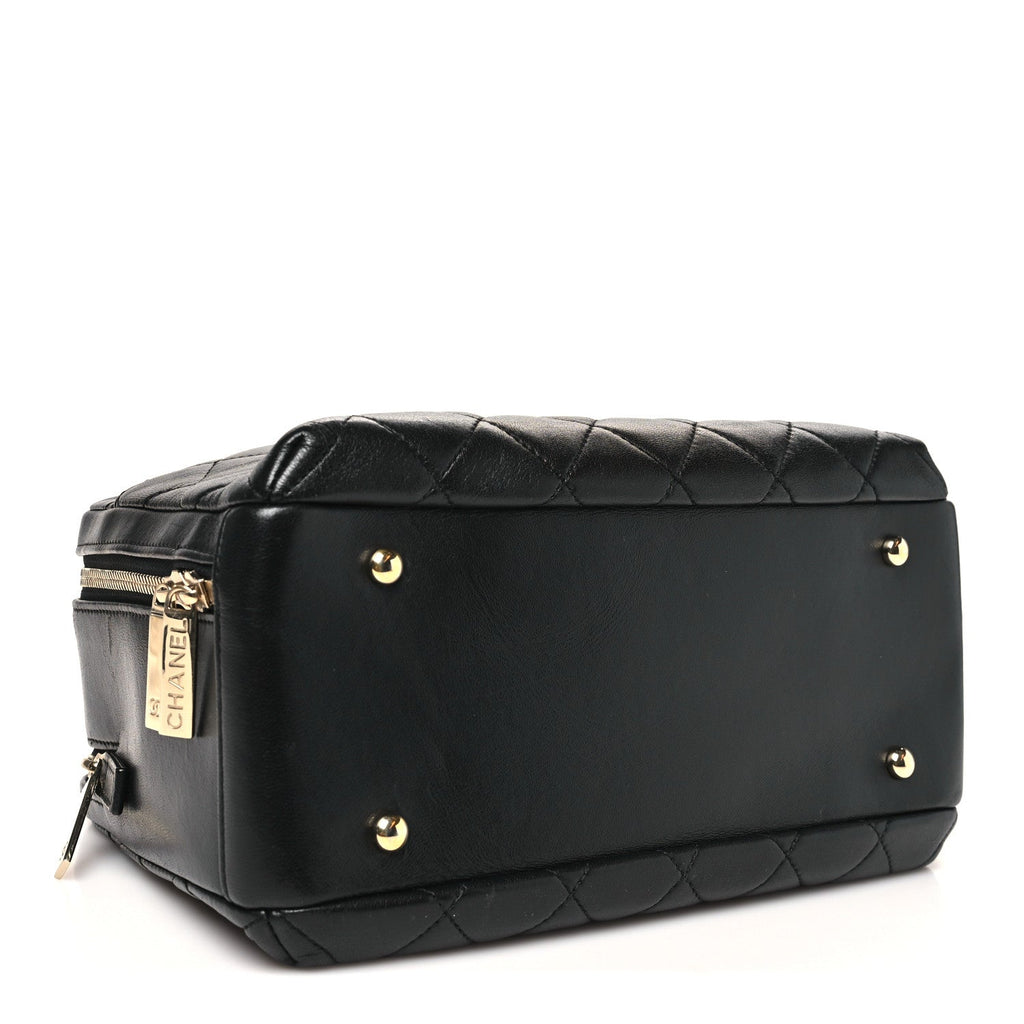 Lambskin Quilted Medium Trendy CC Bowling Bag Black