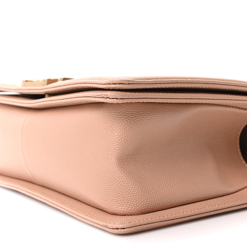 Caviar Quilted Medium Boy Flap Beige