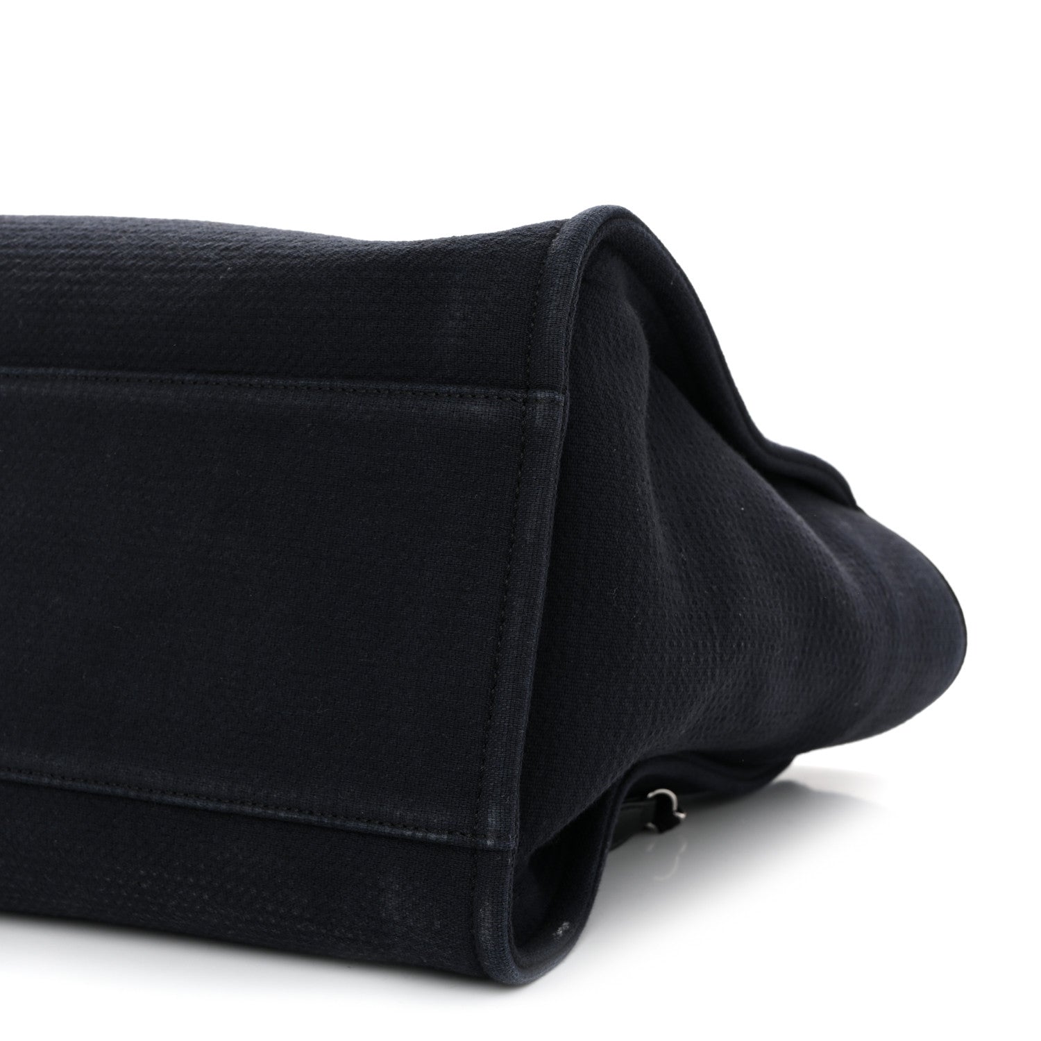 Mixed Fibers Calfskin Medium Deauville Tote Navy Blue