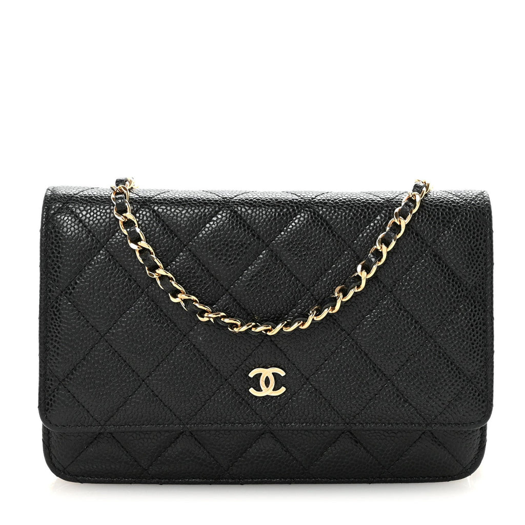 Caviar Quilted Wallet on Chain WOC Black