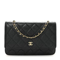 Caviar Quilted Wallet on Chain WOC Black