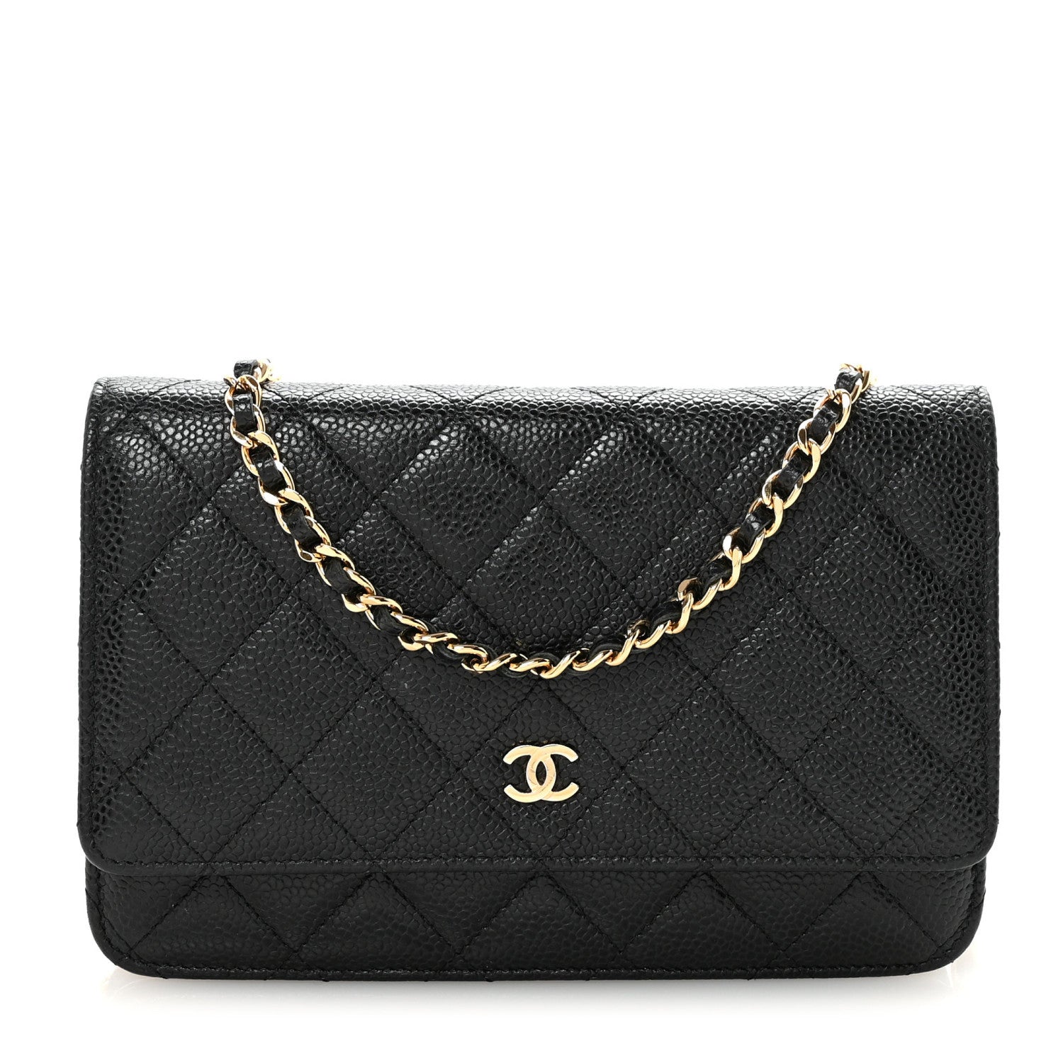 Caviar Quilted Wallet on Chain WOC Black