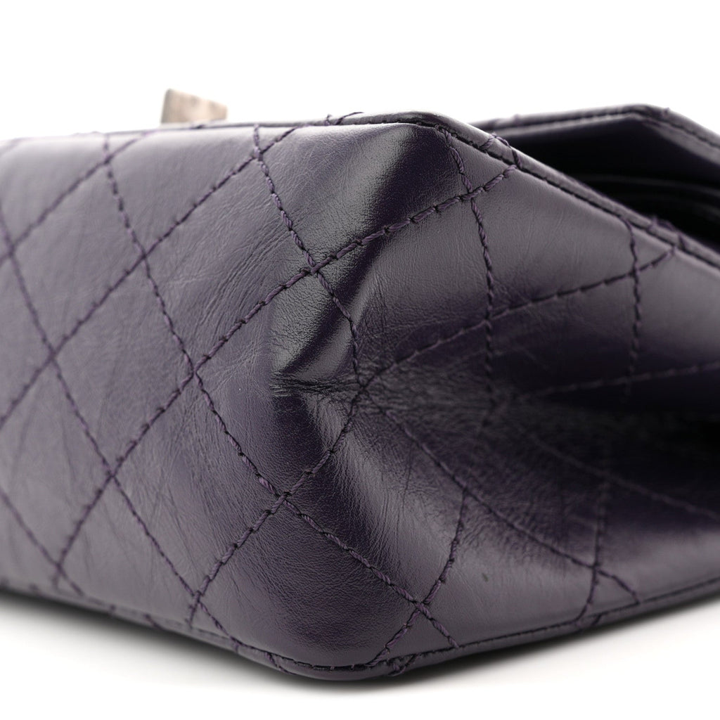 Aged Calfskin Quilted 2.55 Reissue Mini Flap Dark Purple