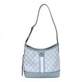 GG Supreme Monogram Textured Dollar Calfskin Web Small Ophidia Bucket Shoulder Bag Dusty Blue