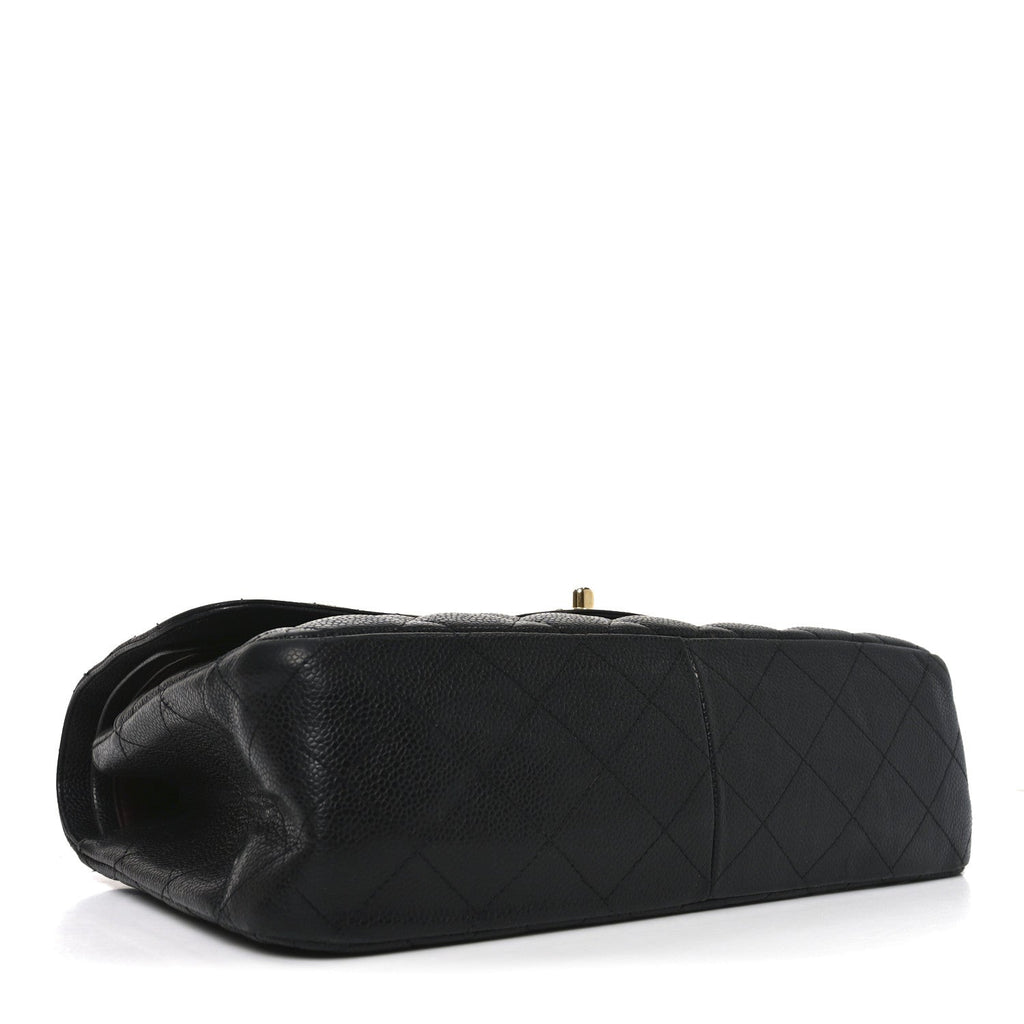 Caviar Quilted Jumbo Double Flap Black