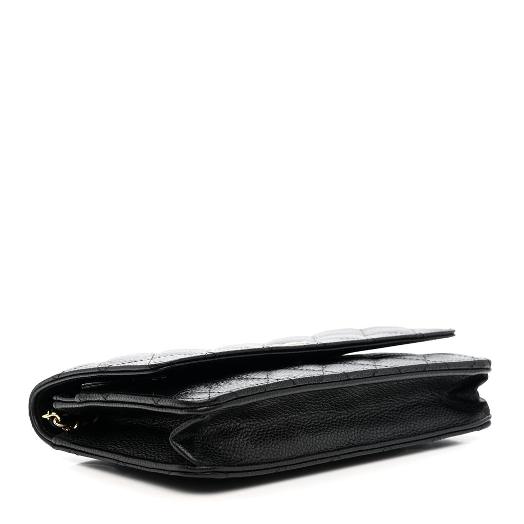 Caviar Quilted Wallet on Chain WOC Black