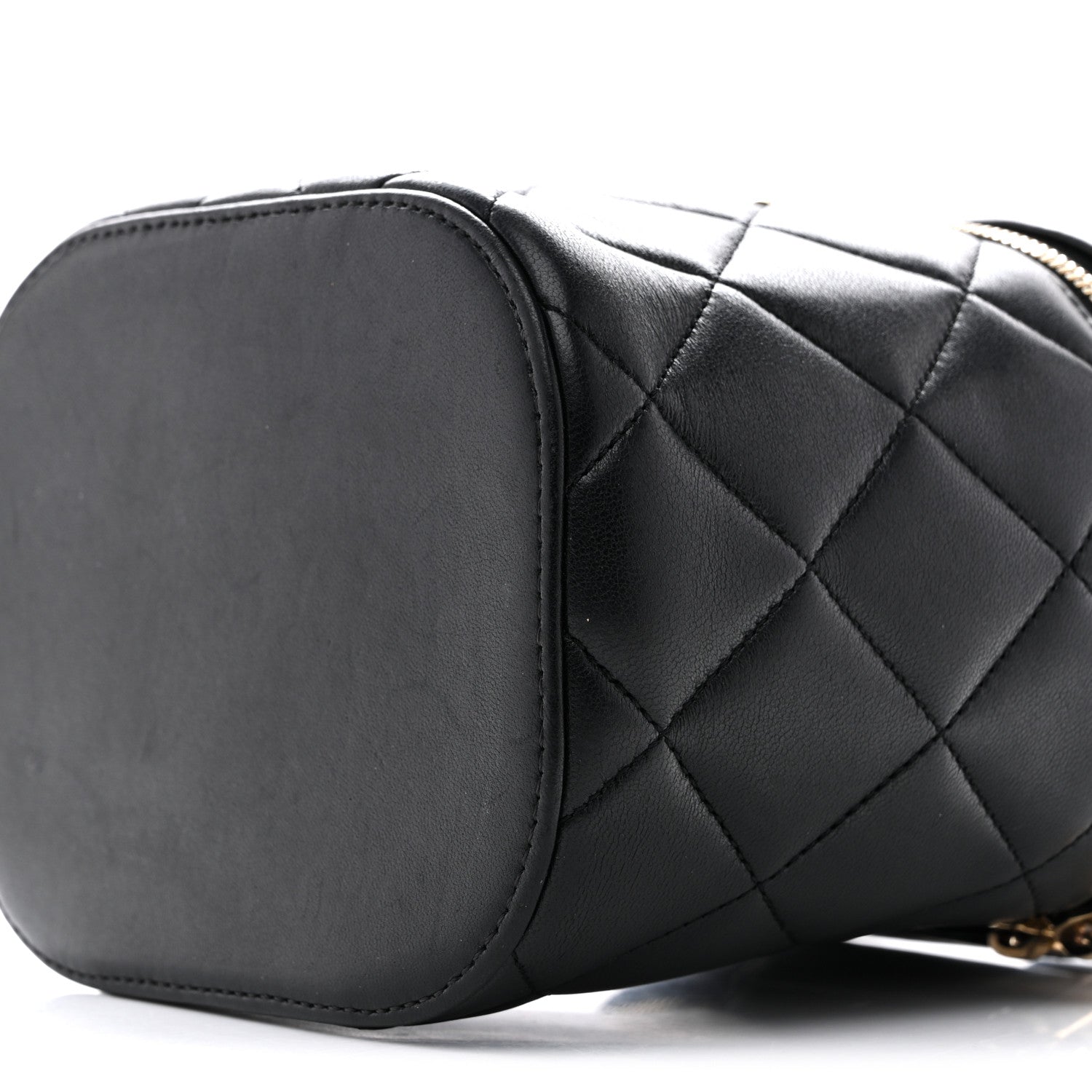 Lambskin Quilted Trendy Vanity Case Black