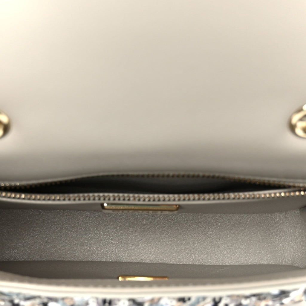 Sequin Mini Flap Gray Black White Pearly White