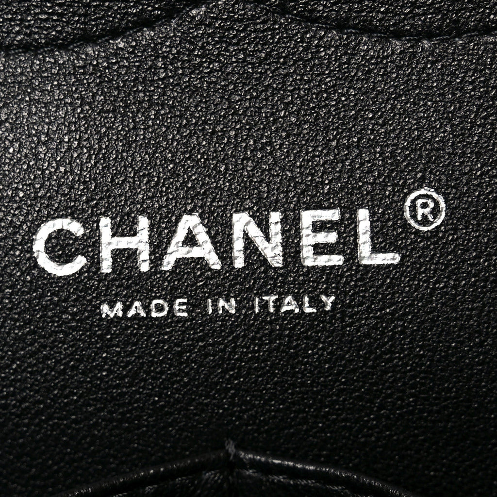Patent Quilted Jumbo Double Flap Black