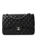 Caviar Quilted Jumbo Double Flap Black