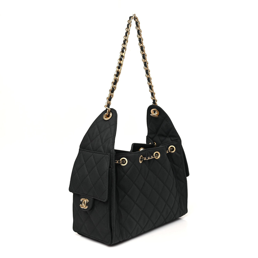 Canvas Quilted Small Chanel 25 Handbag Black