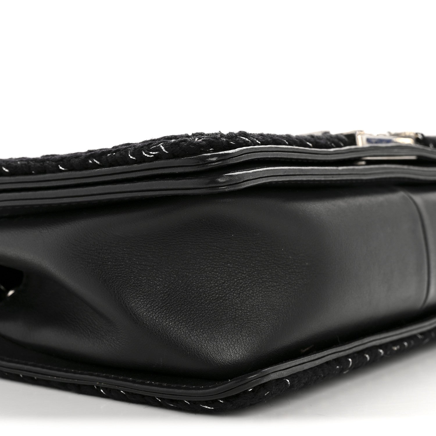 Calfskin Chevron Tweed Medium Boy Flap Black