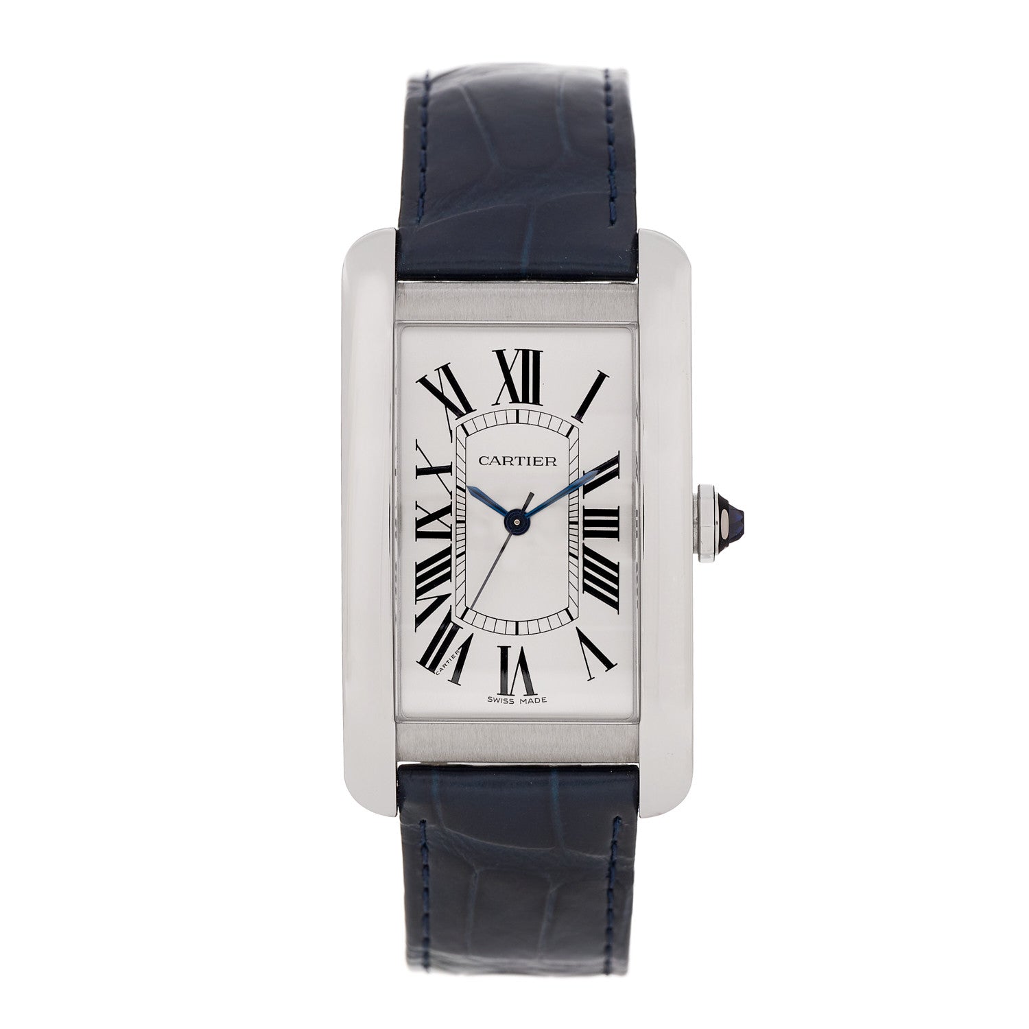 Stainless Steel Alligator 27mm Tank Americaine Automatic Watch Blue