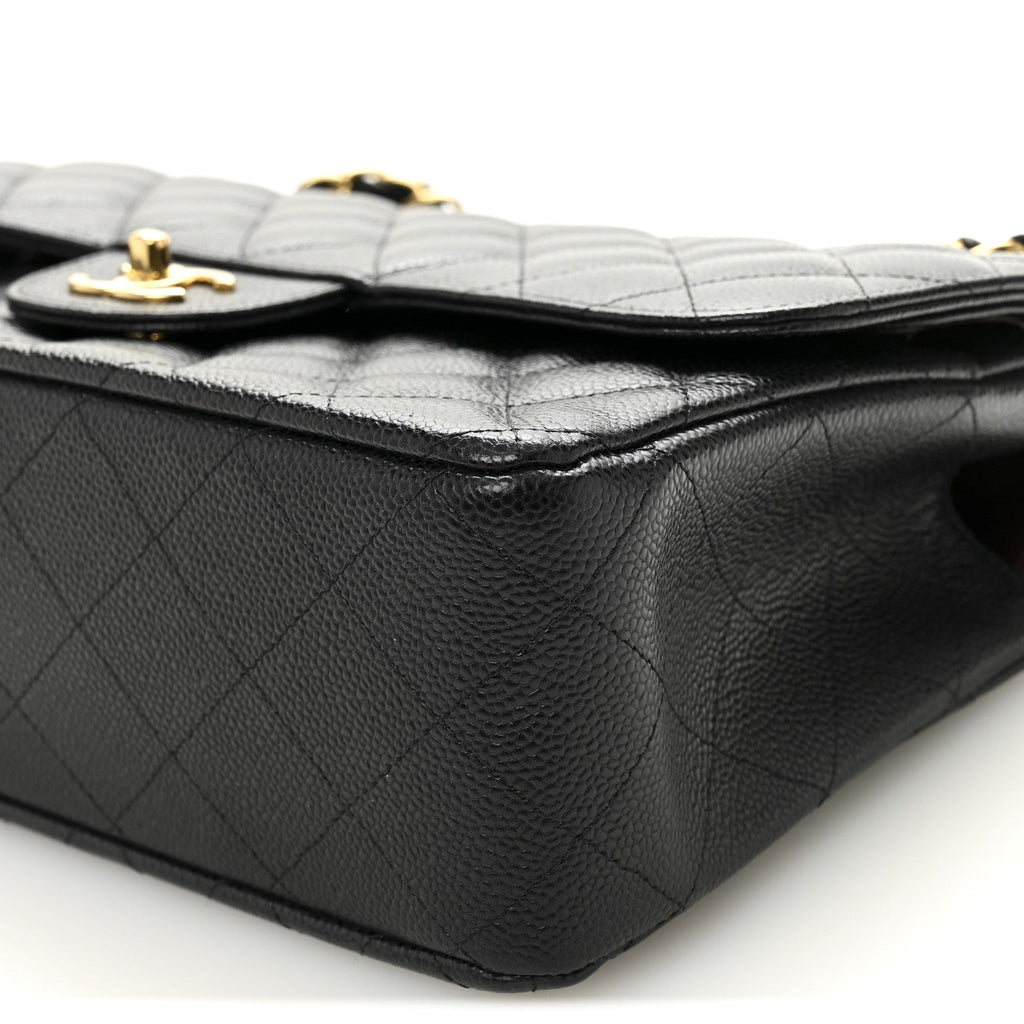 Caviar Quilted Jumbo Double Flap Black