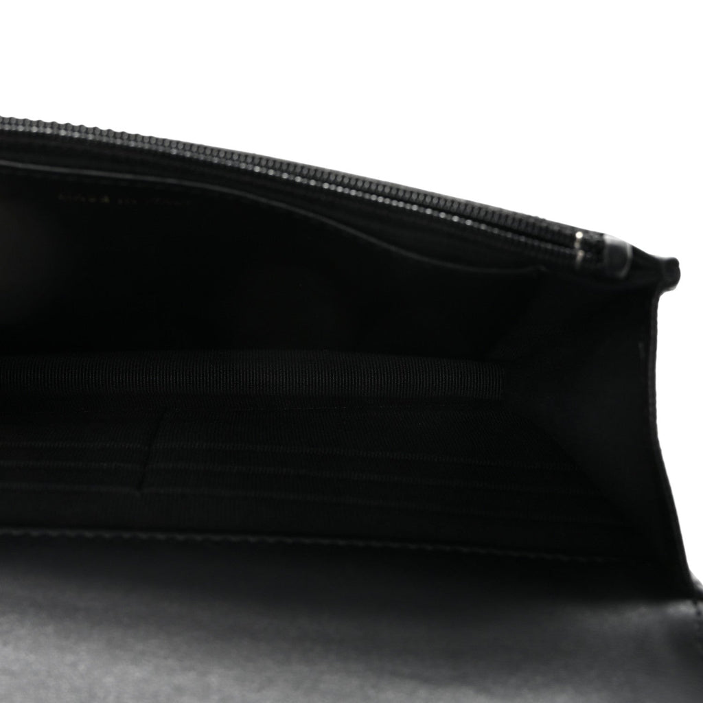 Caviar Quilted Pocket Clutch With Chain WOC Black