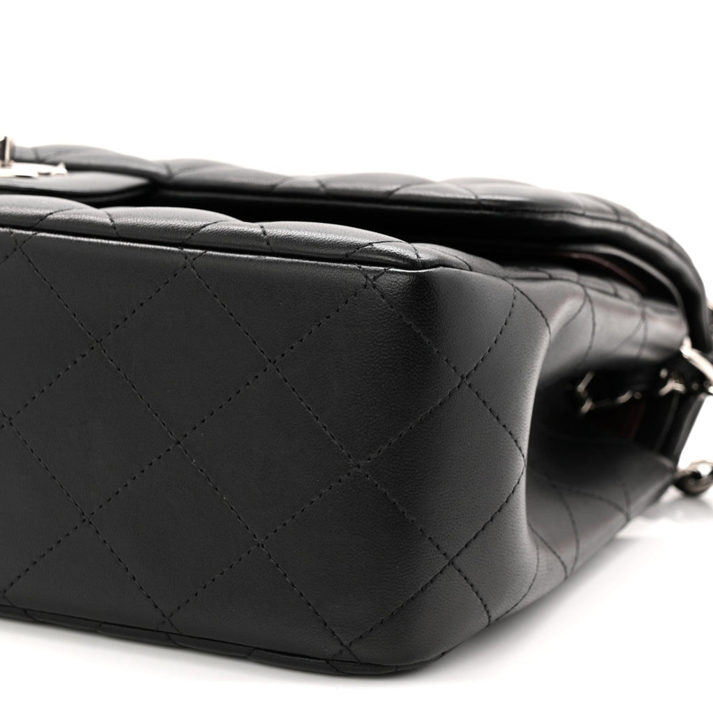 Lambskin Quilted Jumbo Double Flap Black