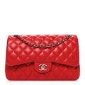 Lambskin Quilted Jumbo Double Flap Red