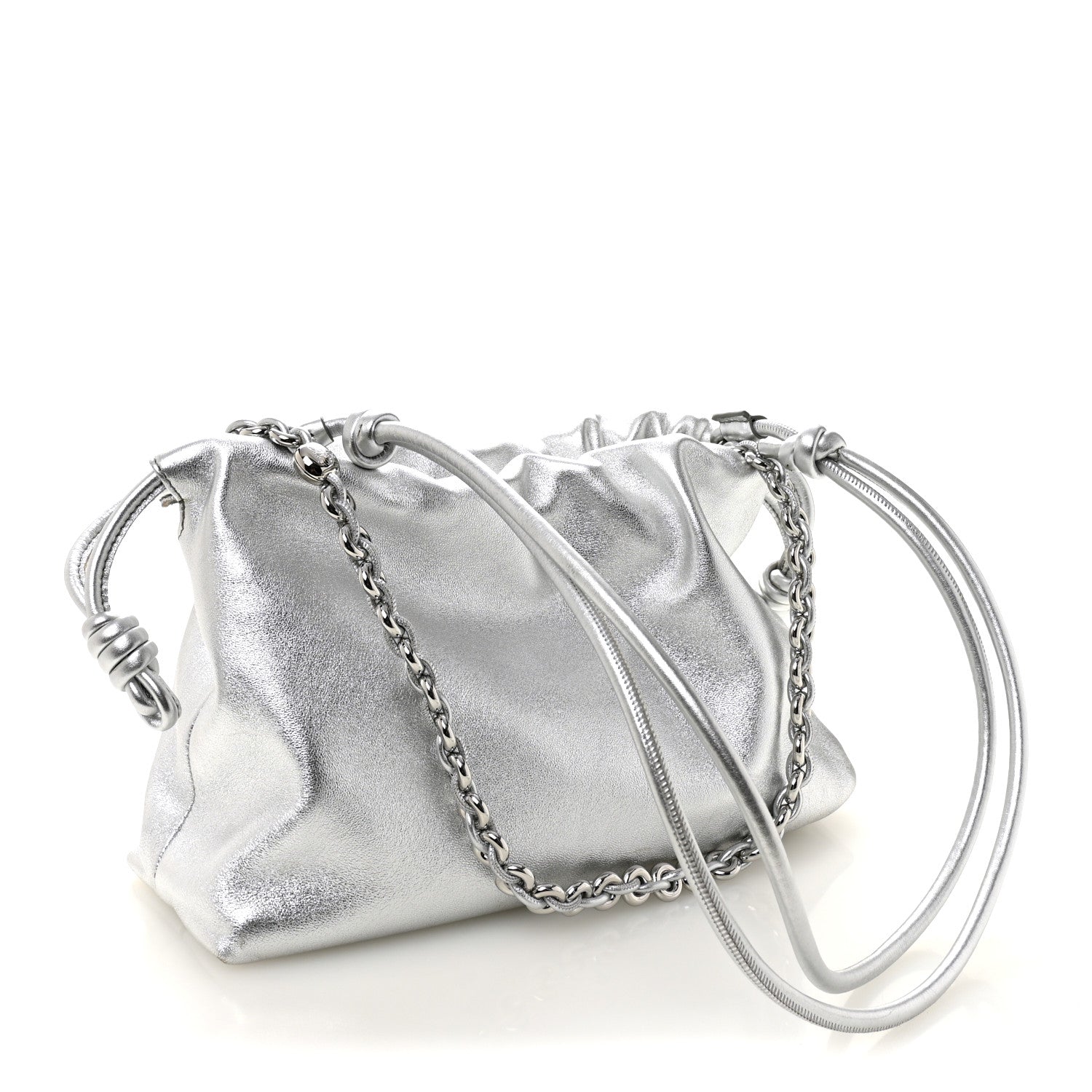Metallic Nappa Donut Chain Flamenco Knot Silver