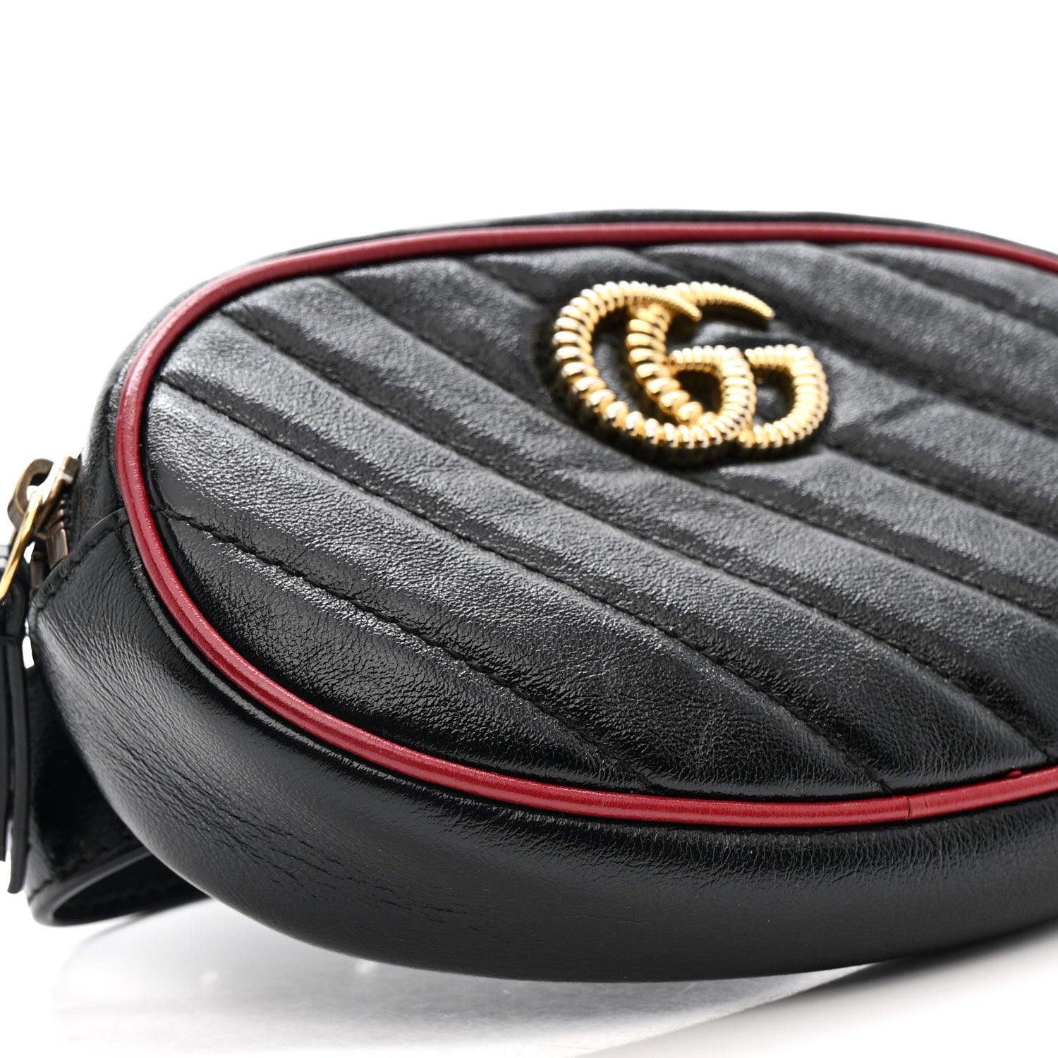 Azalea Calfskin Matelasse Diagonal Torchon GG Marmont Belt Bag 85 34 Black Romantic Cerise