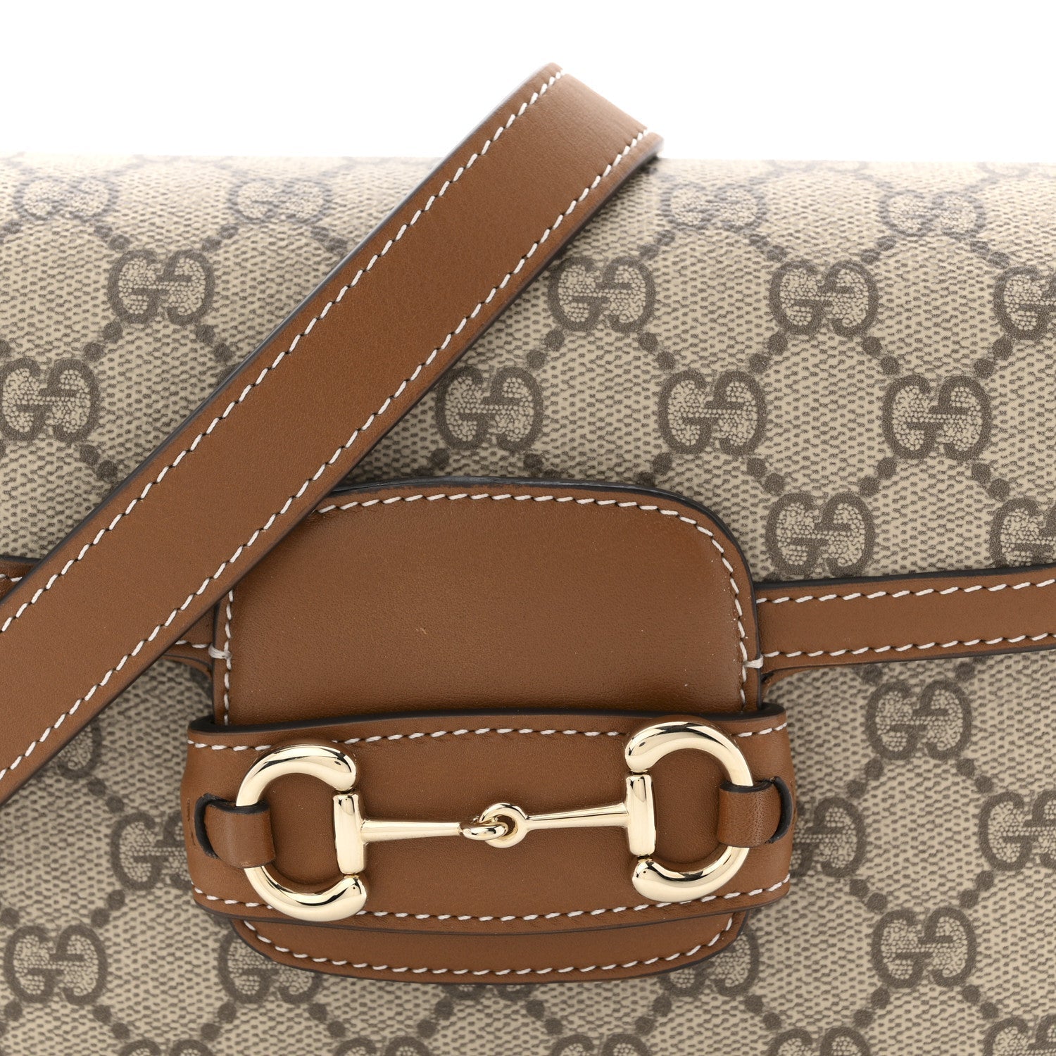 GG Supreme Monogram Duomo Lux Horsebit 1955 Soft Small Shoulder Bag Beige Ebony Sundial