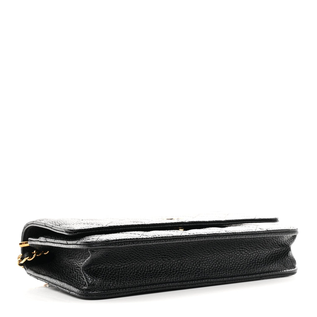 Caviar Quilted Wallet On Chain WOC Black
