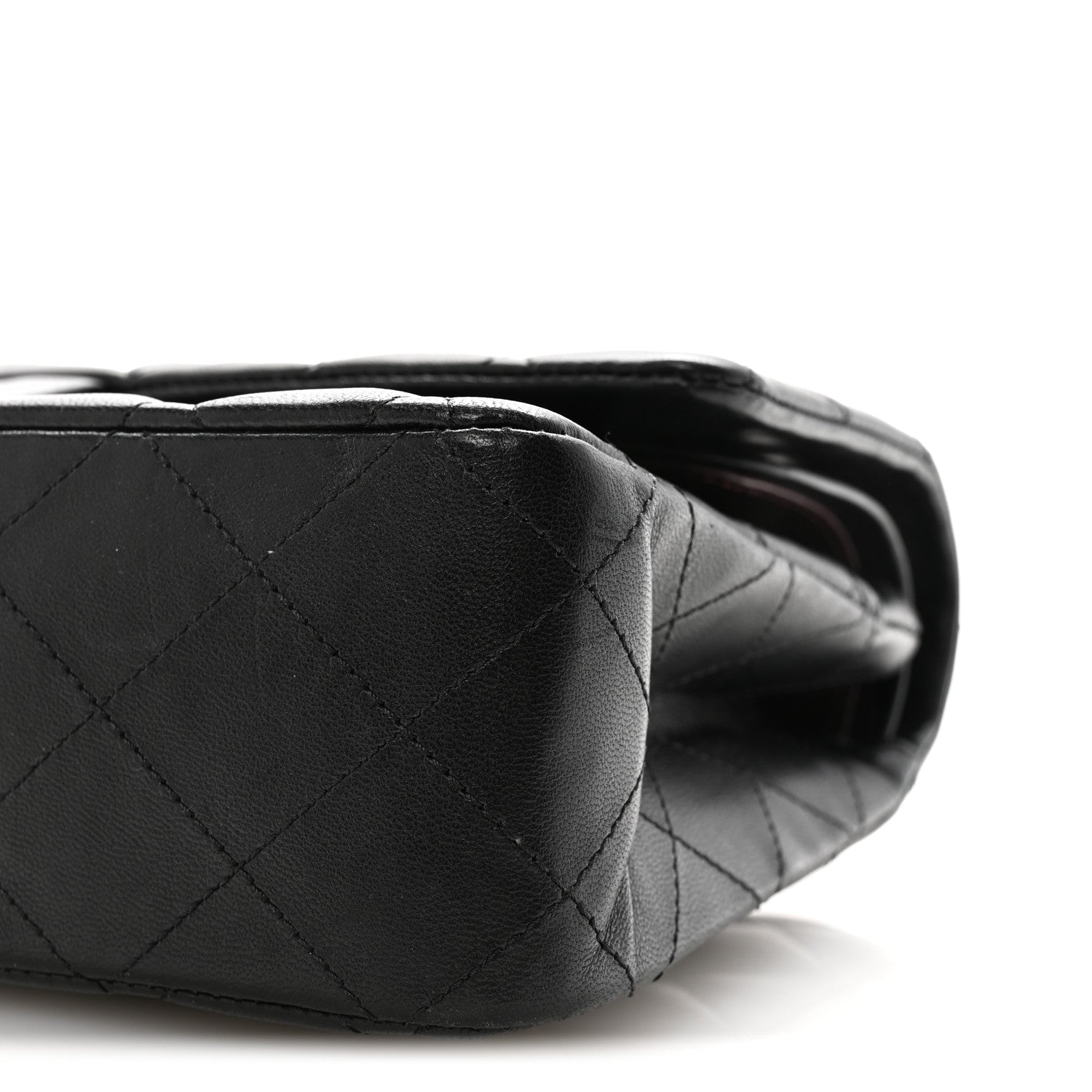 Lambskin Quilted Medium Double Flap Black