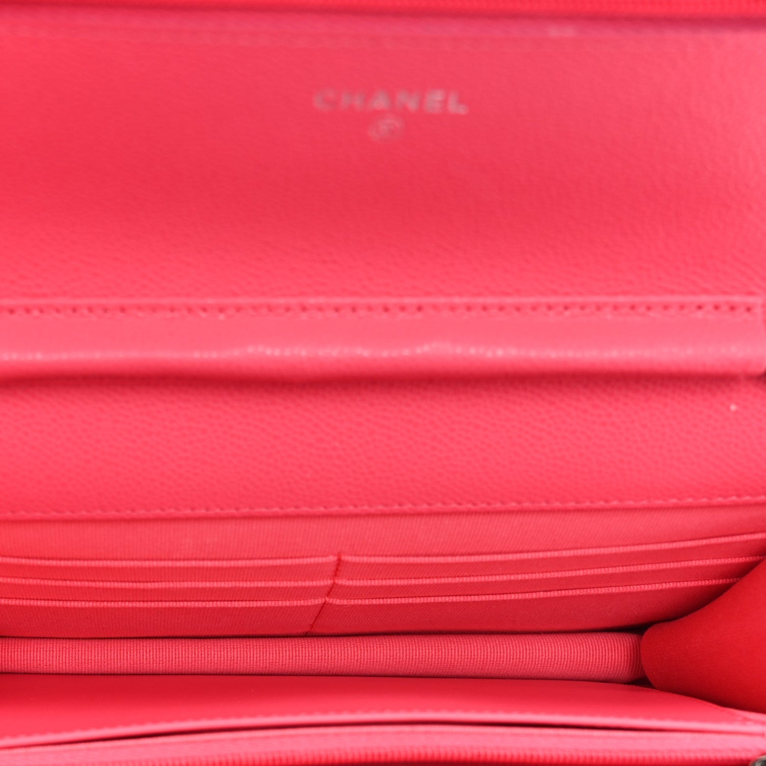 Caviar Quilted Wallet on Chain WOC Dark Pink