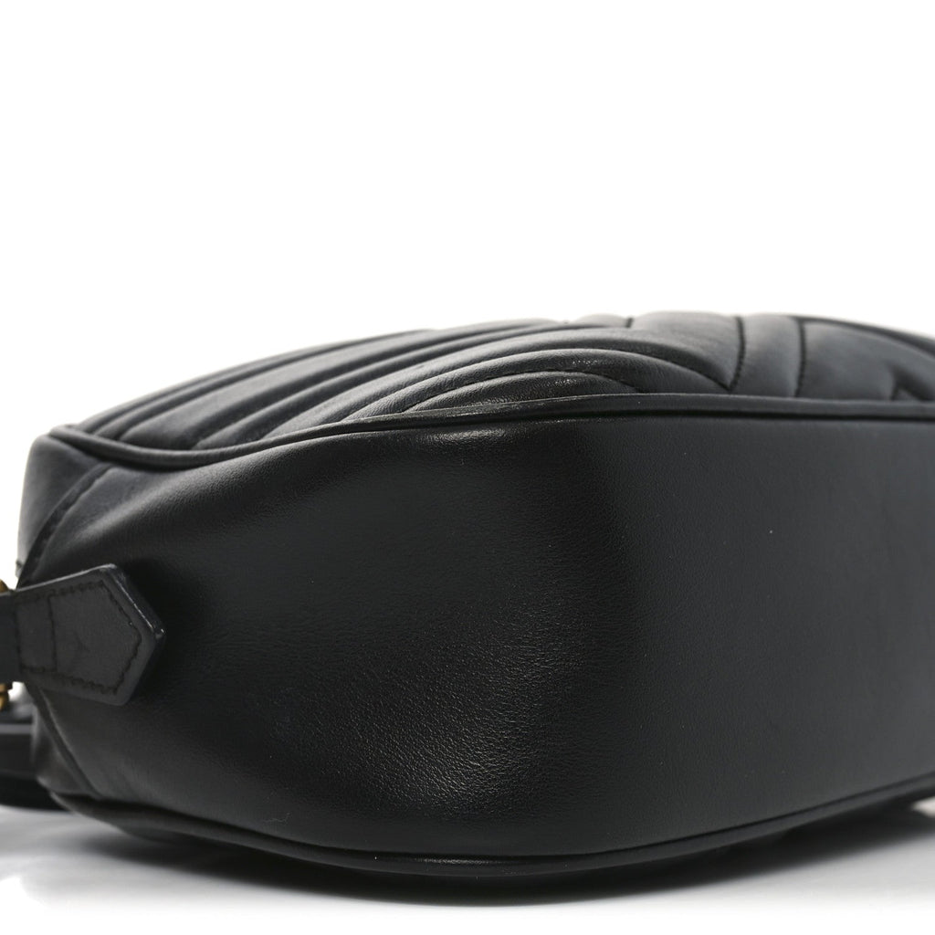 Calfskin Matelasse Small GG Marmont Chain Shoulder Bag Black