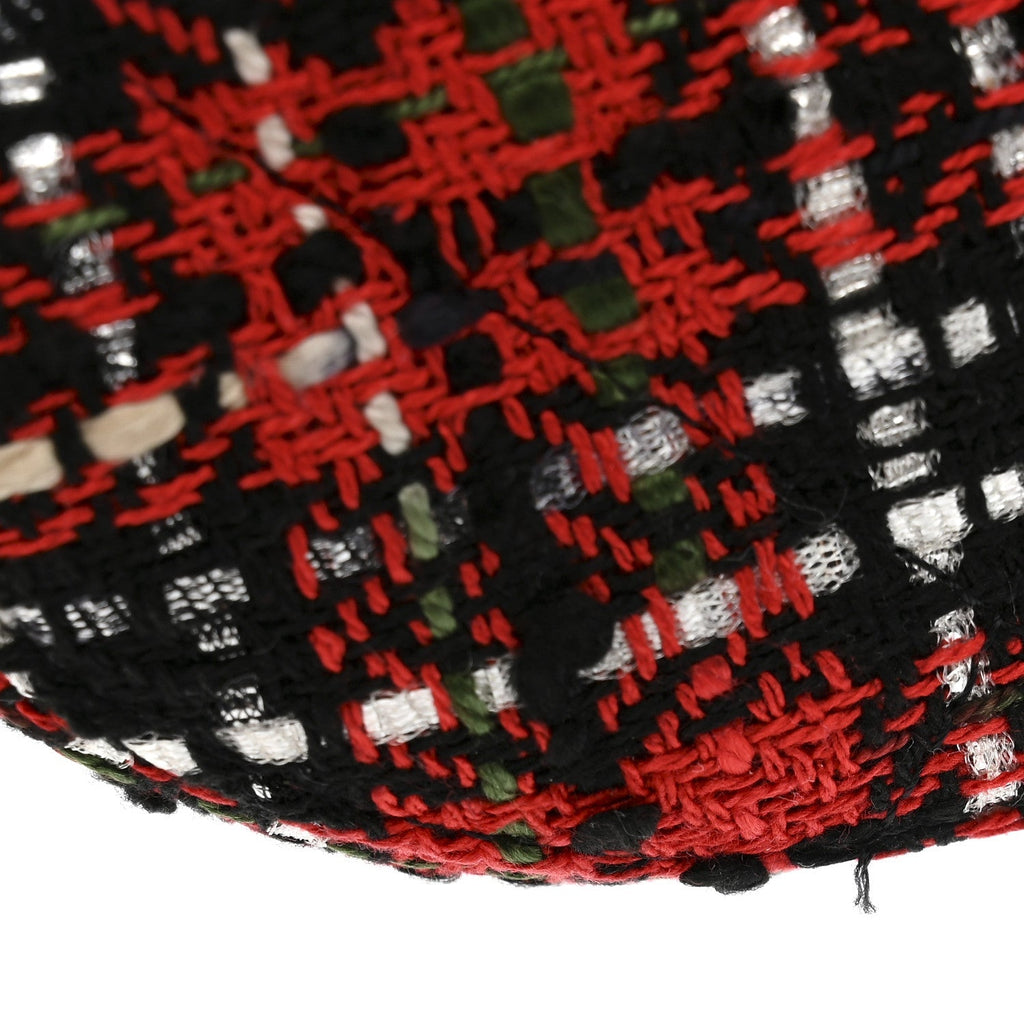 Tweed Quilted Chanel 19 Round Clutch With Chain  Red Black White Green