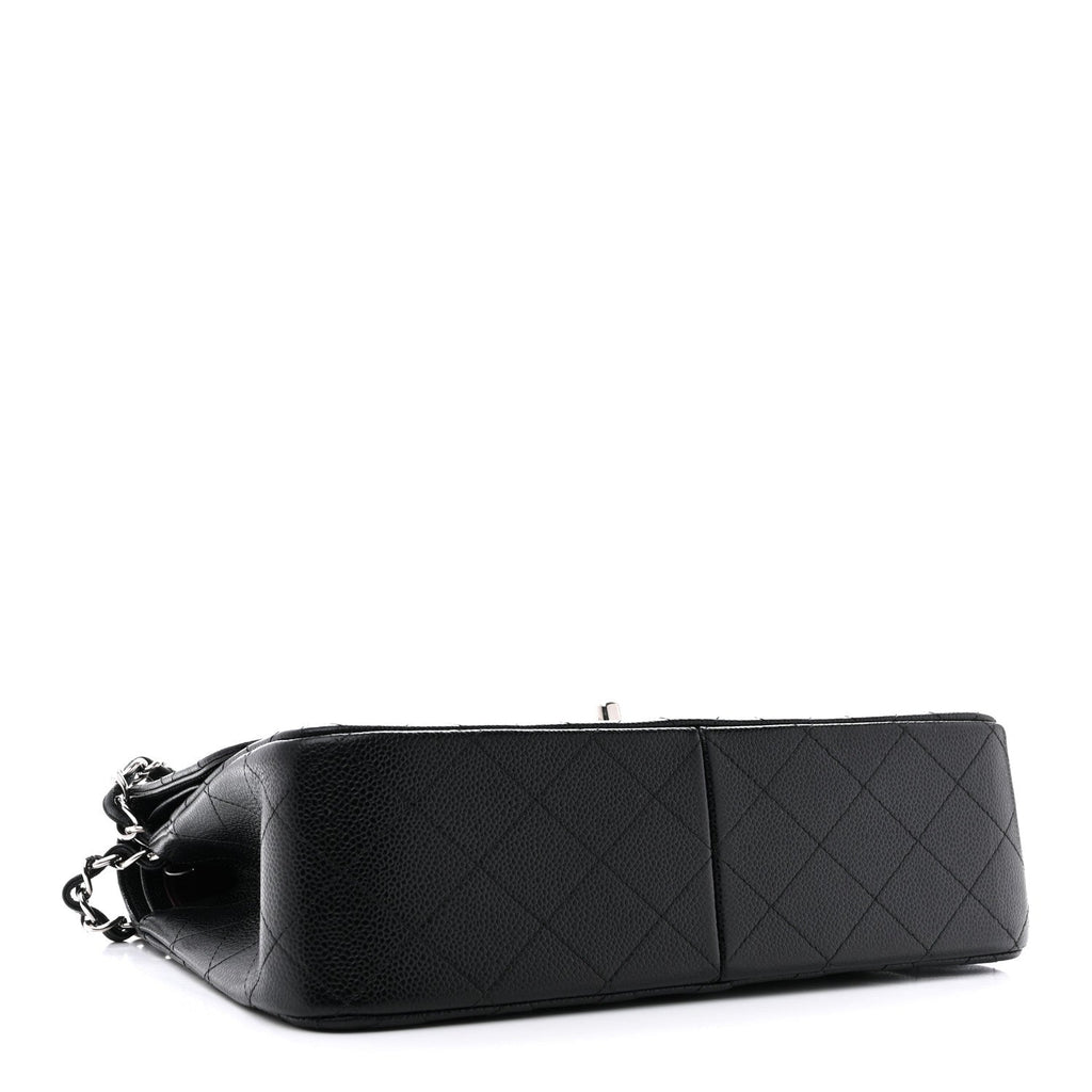 Caviar Quilted Jumbo Double Flap Black