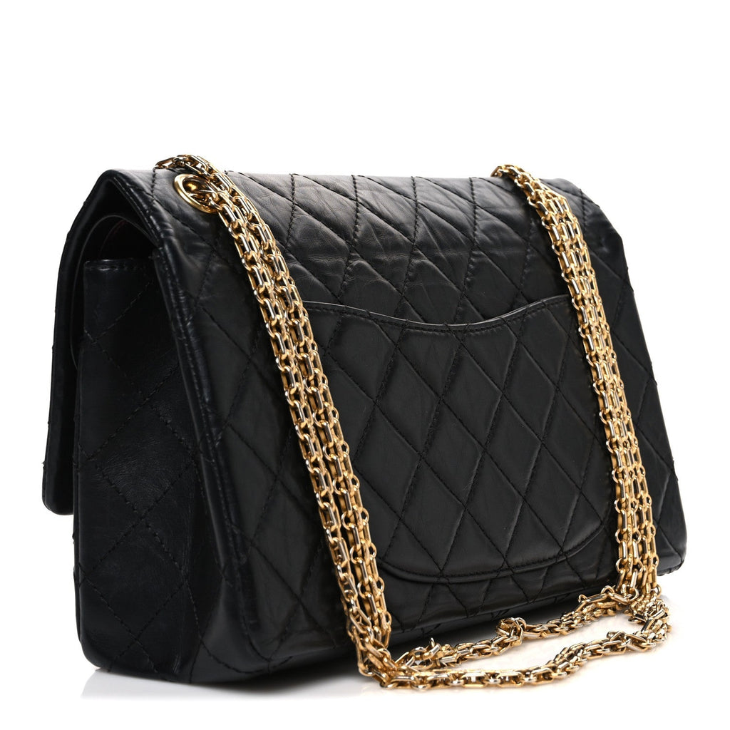 Aged Calfskin Quilted 2.55 Reissue 226 Flap Black