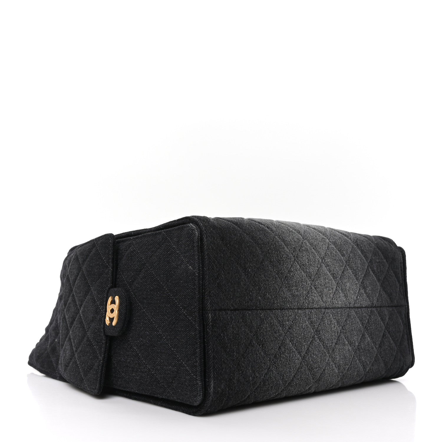 Washed Denim Quilted Medium Chanel 25 Handbag Black