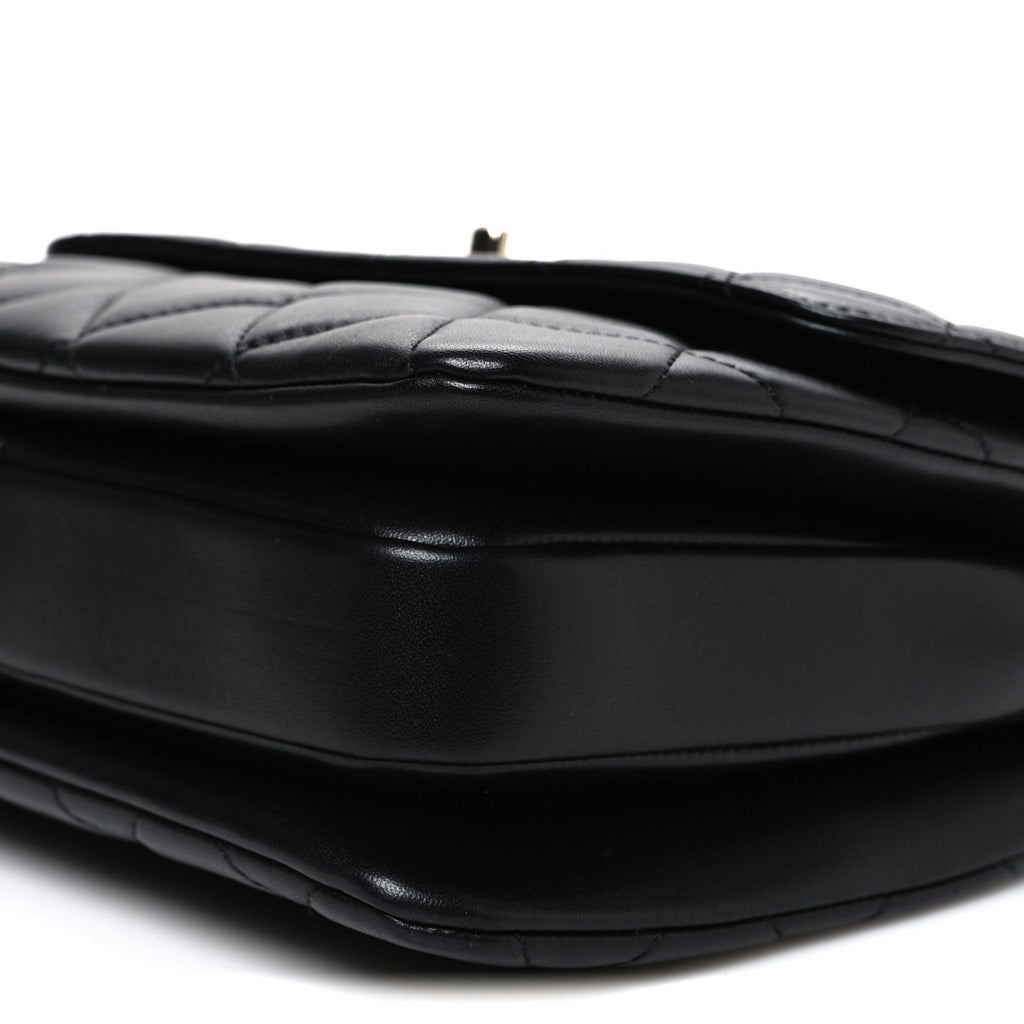 Lambskin Quilted Small Trendy CC Dual Handle Flap Bag Black