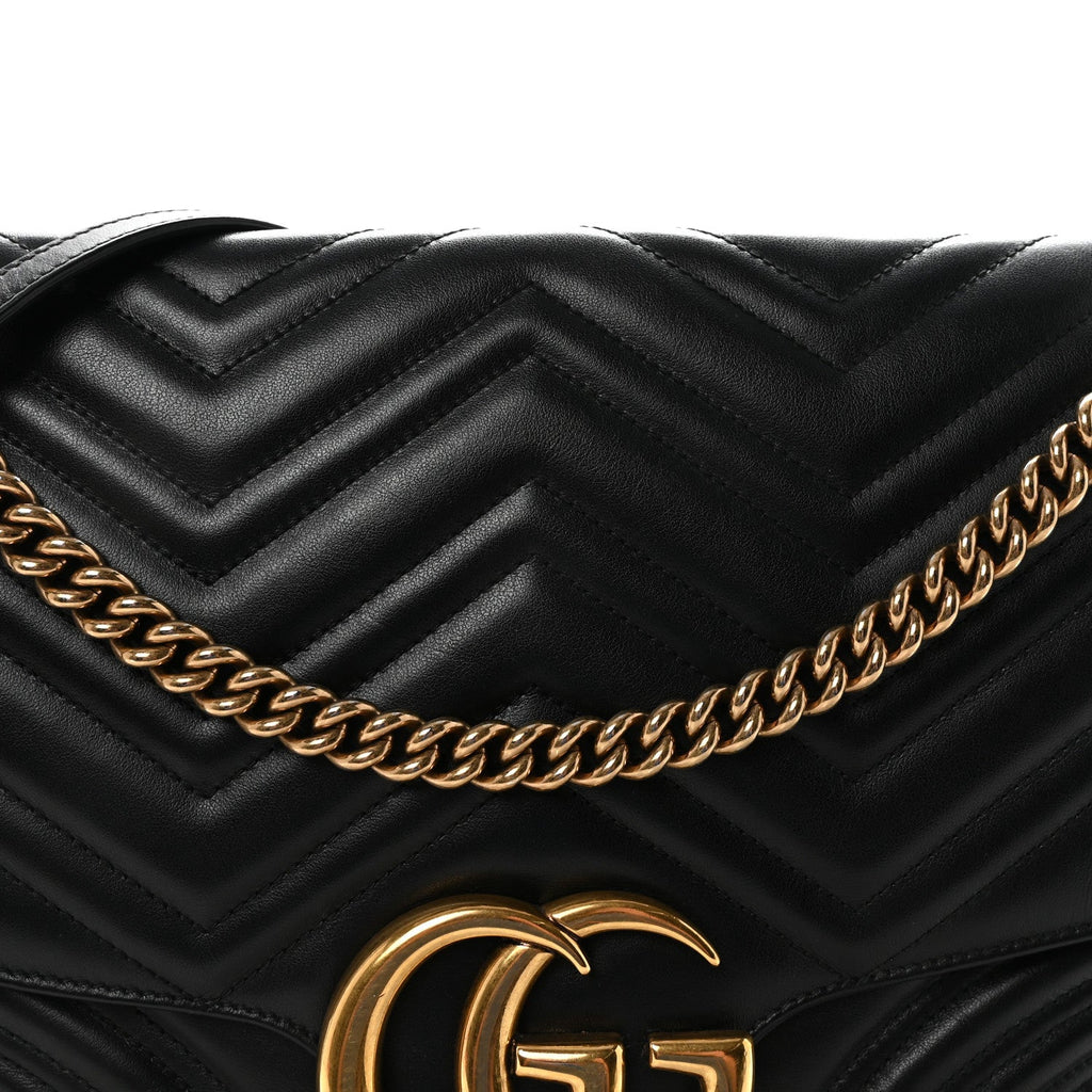 Calfskin Matelasse Large GG Marmont Shoulder Bag Black