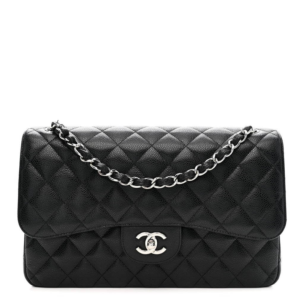 Caviar Quilted Jumbo Double Flap Black