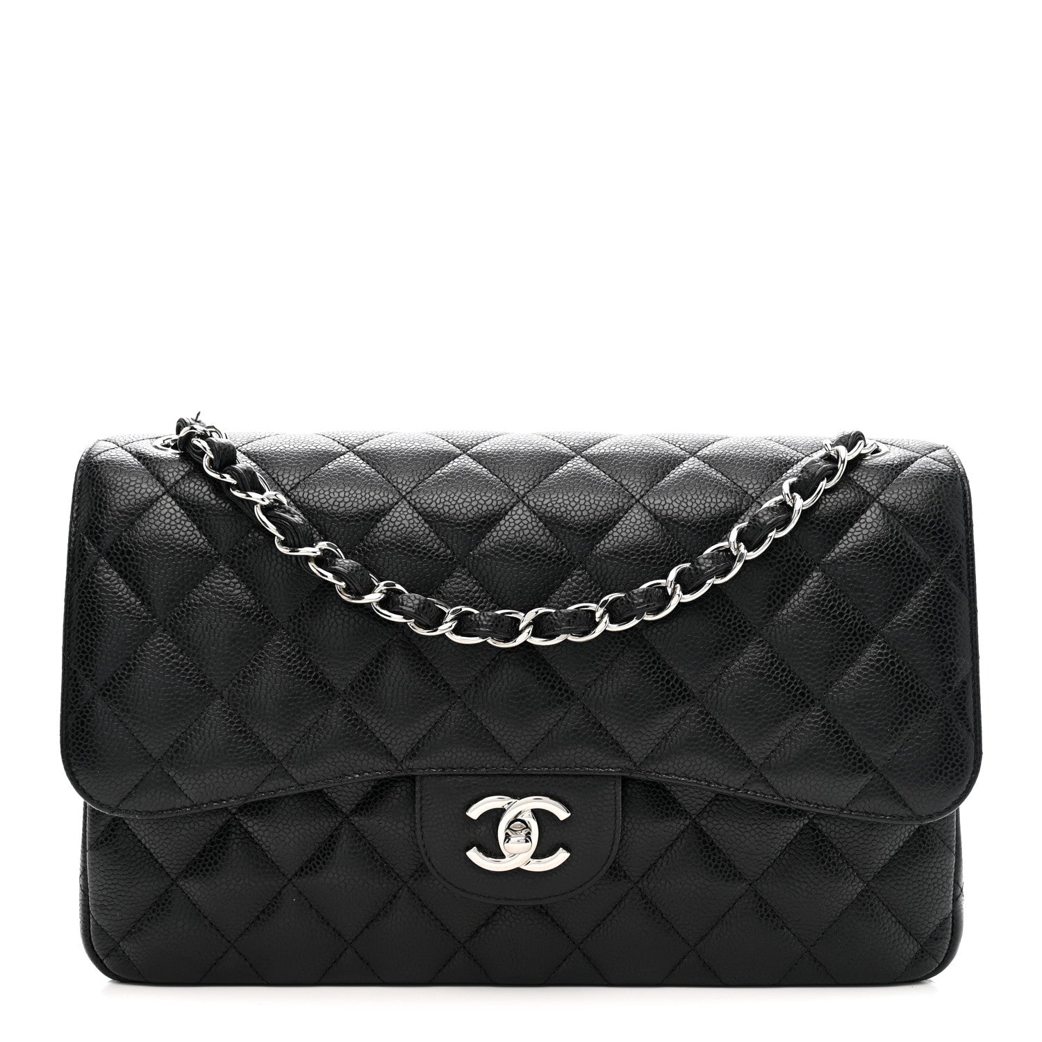 Caviar Quilted Jumbo Double Flap Black