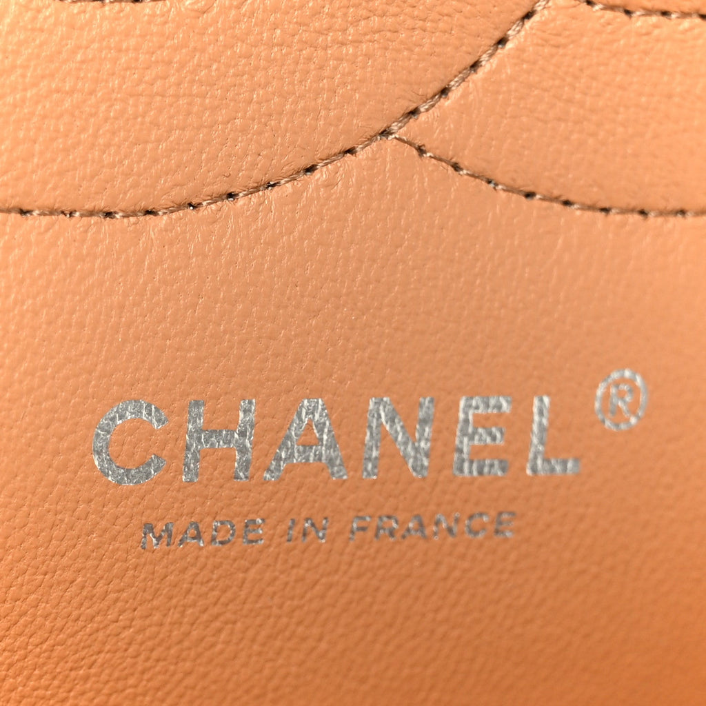 Caviar Quilted Jumbo Double Flap Dark Beige