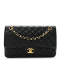 Caviar Quilted Medium Double Flap Black