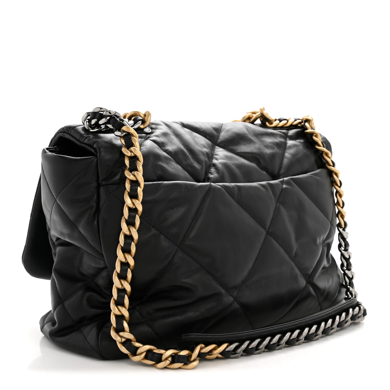 Goatskin Quilted Maxi Chanel 19 Flap Black