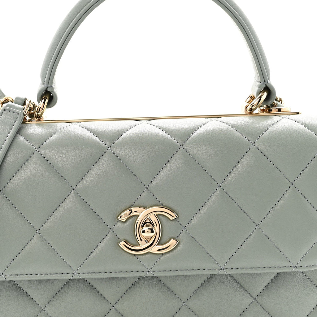 Lambskin Quilted Small Trendy CC Flap Dual Handle Bag Grey