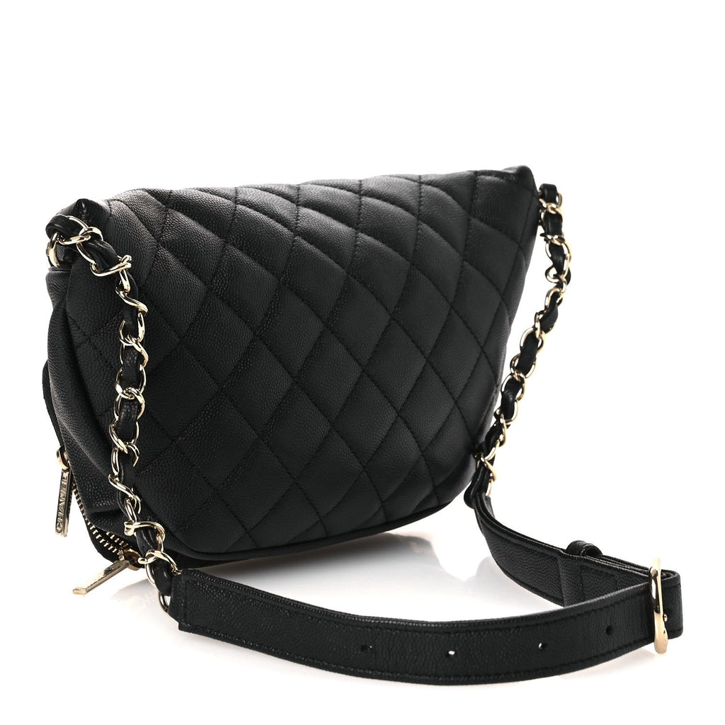 Caviar Quilted Business Affinity Waist Belt Bag Black