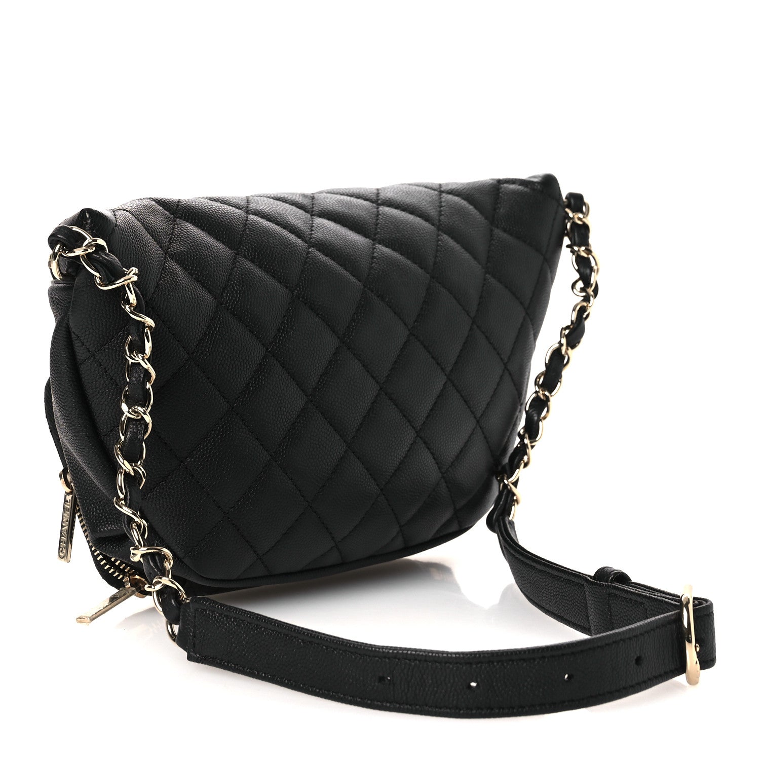 Caviar Quilted Business Affinity Waist Belt Bag Black