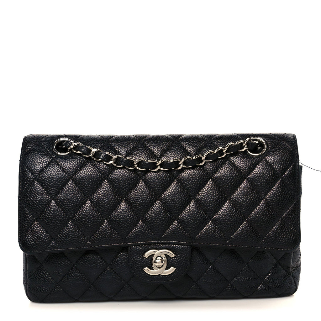 Caviar Quilted Medium Double Flap Black