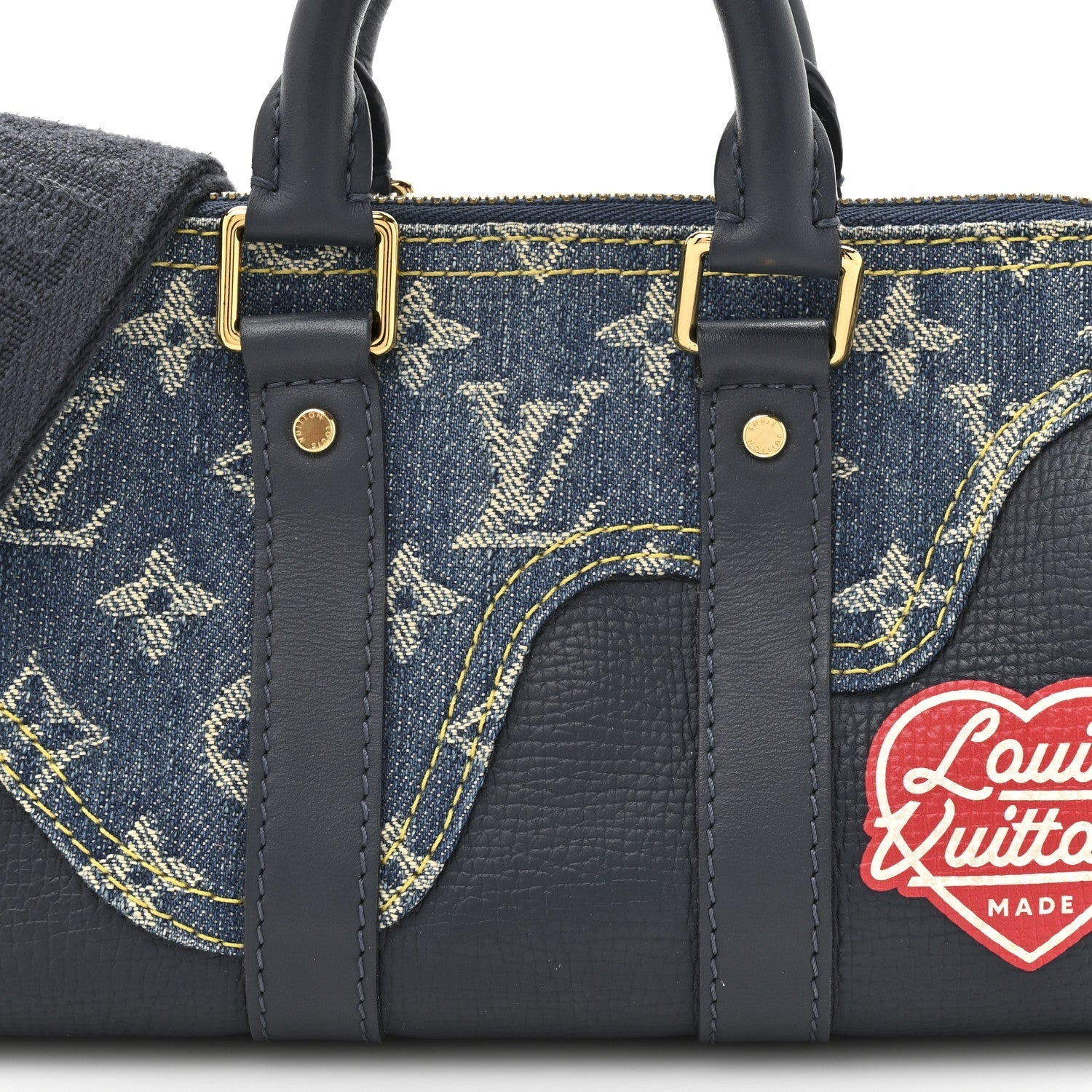 X NIGO Taurillon Monogram Denim Drip Keepall XS Blue