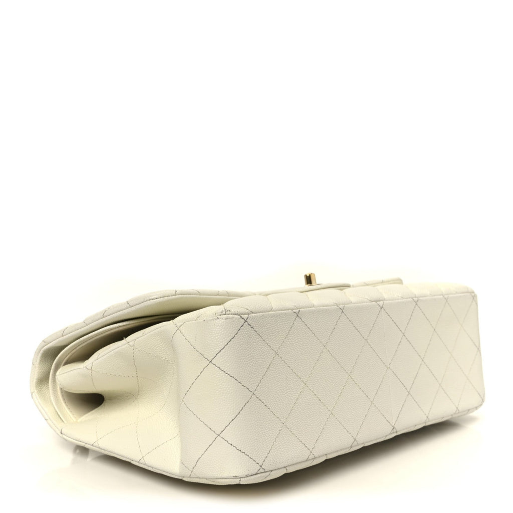 Caviar Quilted Jumbo Double Flap White