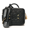 Caviar Quilted Small CC Filigree Vanity Case Black