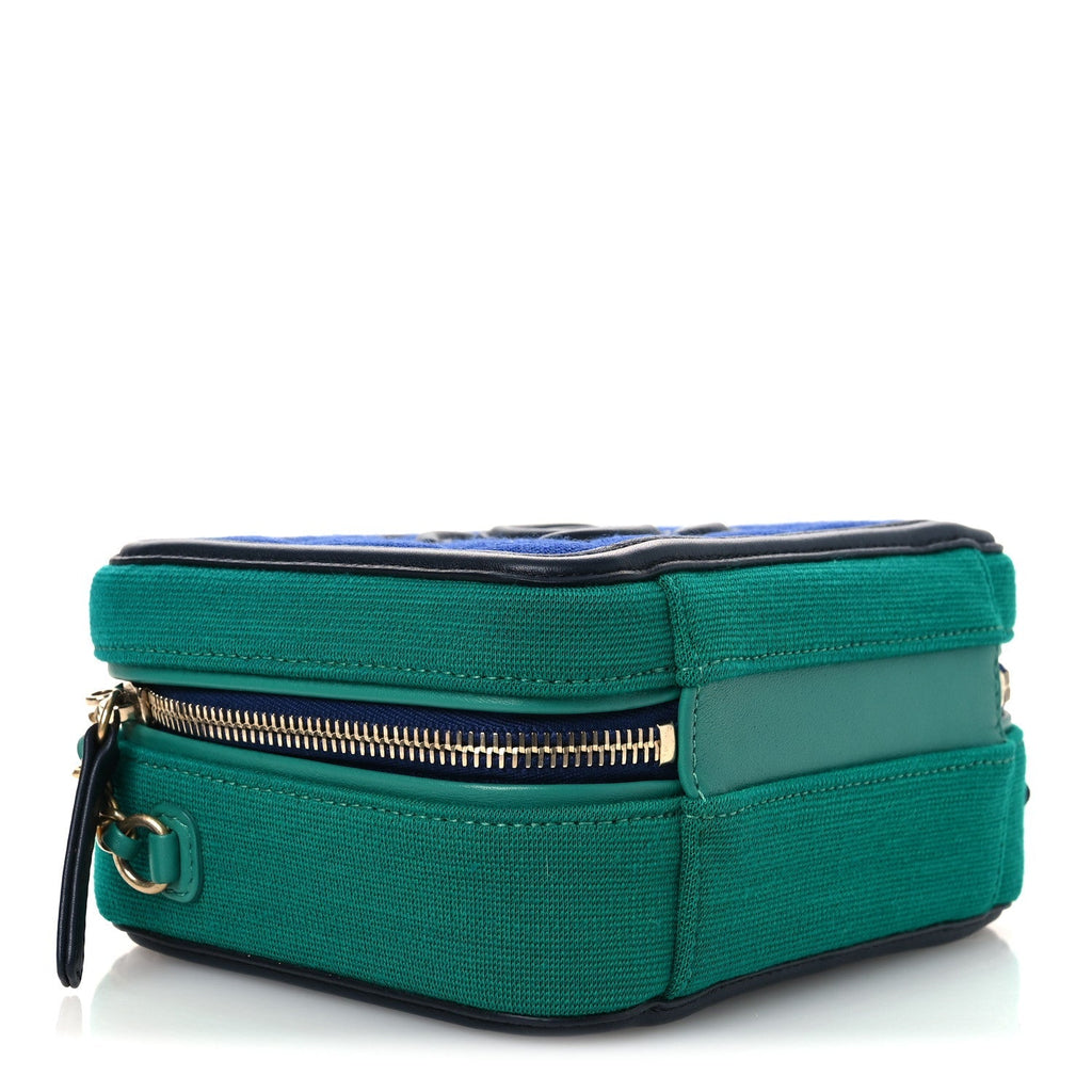 Jersey Quilted Small CC Filigree Vanity Case Blue Green