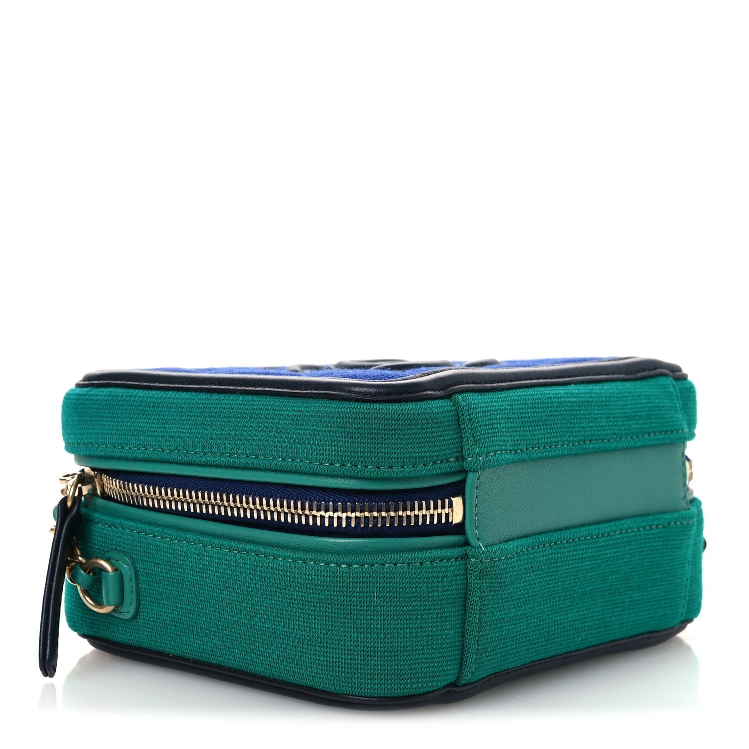 Jersey Quilted Small CC Filigree Vanity Case Blue Green