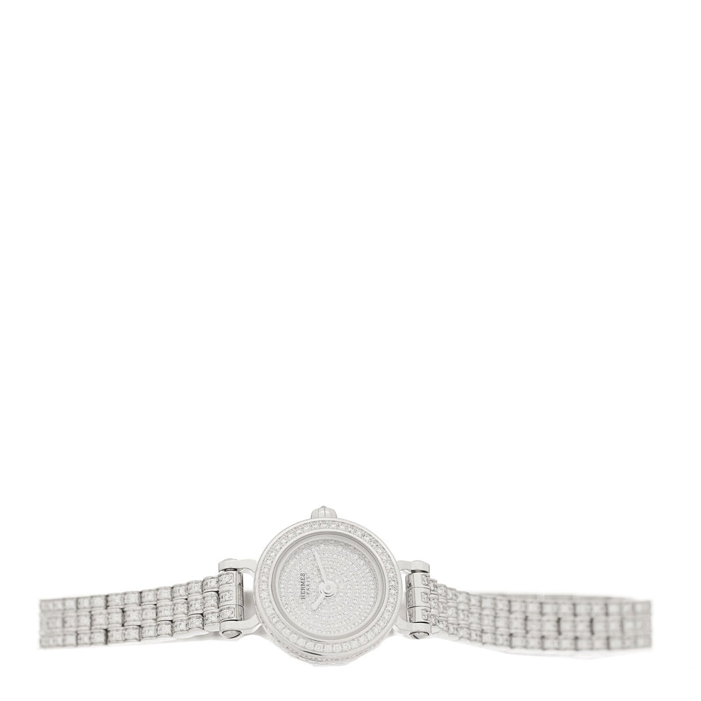 18K White Gold Diamond Pave 16mm Faubourg Quartz Watch